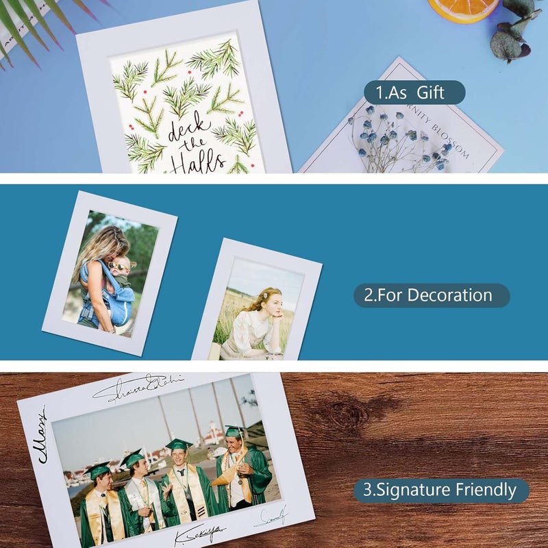 Somime 10 Pack Pre-Cut 8x8 White Picture Mats for 4x4 Photos - White Core Bevel Cut Frame Matte, Acid Free, Ideal for Frames/Artwork/Prints - Image 2